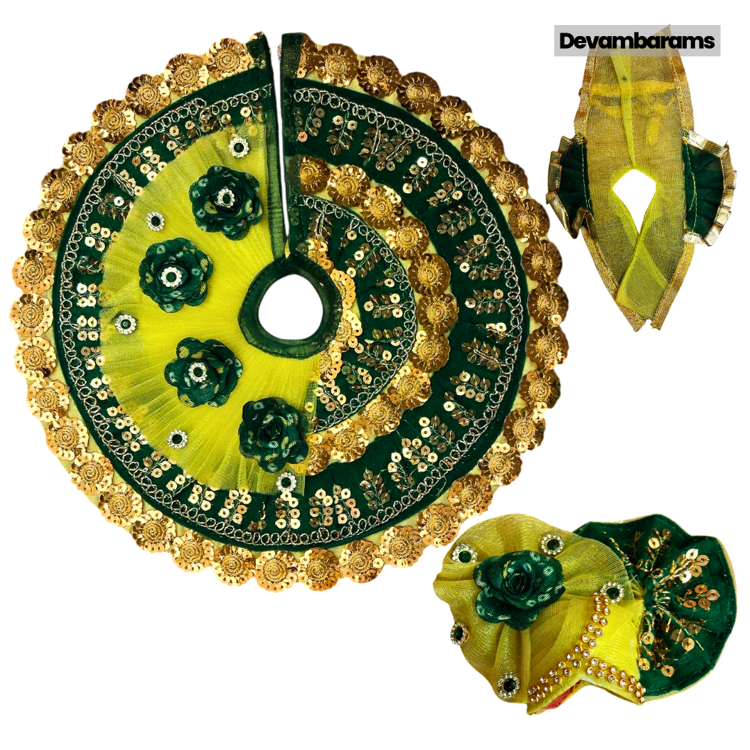 Devambarams Laddu Gopal Golden Lace Dress