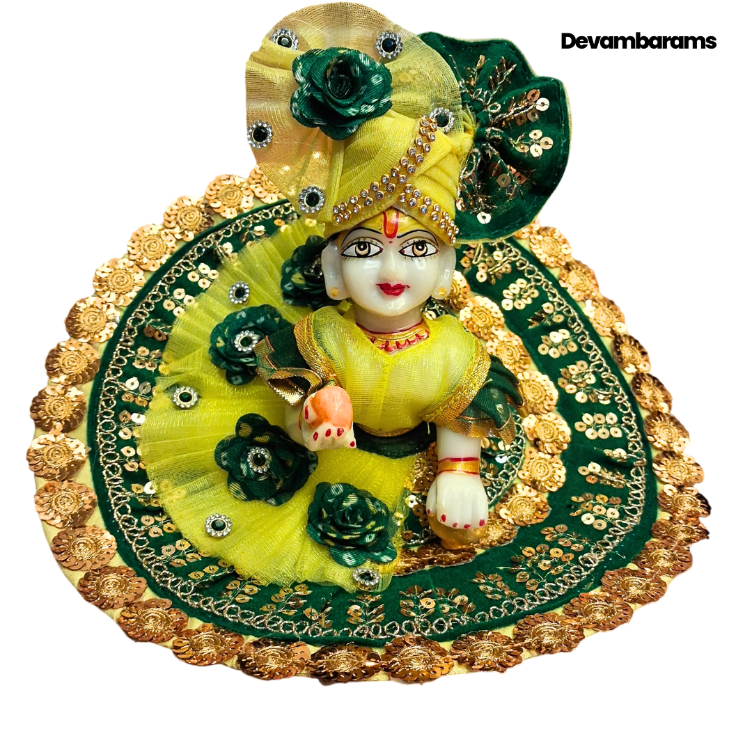 Devambarams Laddu Gopal Golden Lace Dress