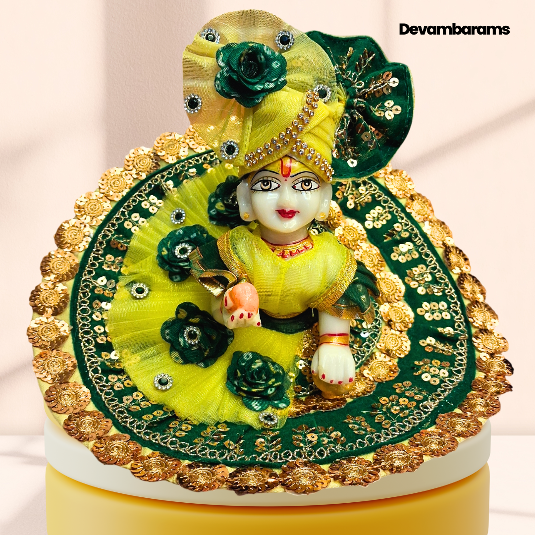 Devambarams Laddu Gopal Golden Lace Dress