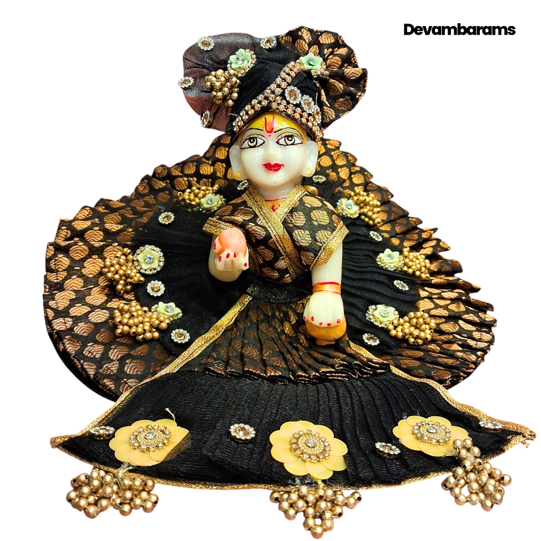 Devambarams Laddu Gopal Chanderi Black and Golden Dress