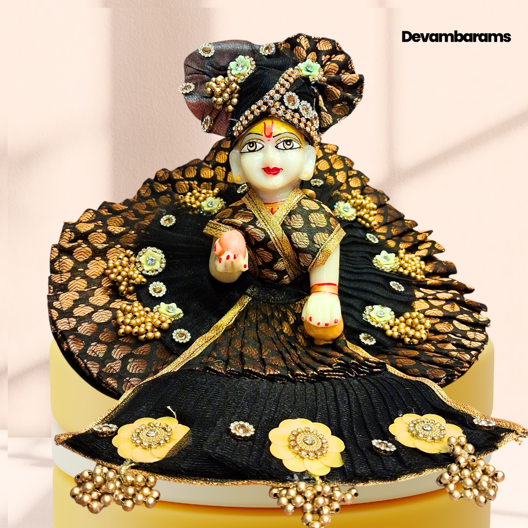 Devambarams Laddu Gopal Chanderi Black and Golden Dress