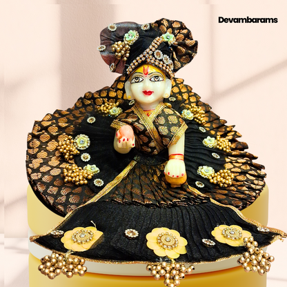 Devambarams Laddu Gopal Chanderi Black and Golden Dress