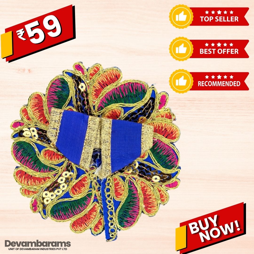 Devambarams Laddu Gopal Dress | Embroidery | Sequinn | Petals Style 1 Blue