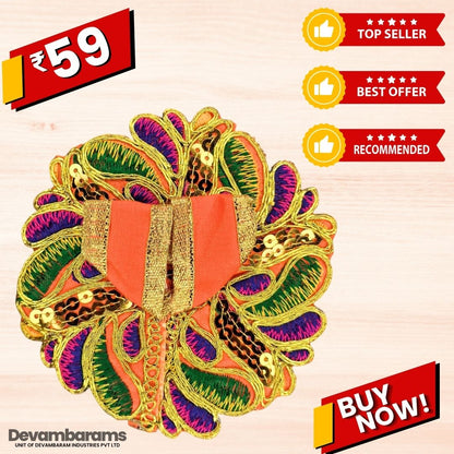 Devambarams Laddu Gopal Dress | Embroidery | Sequinn | Petals Style 1 Orange