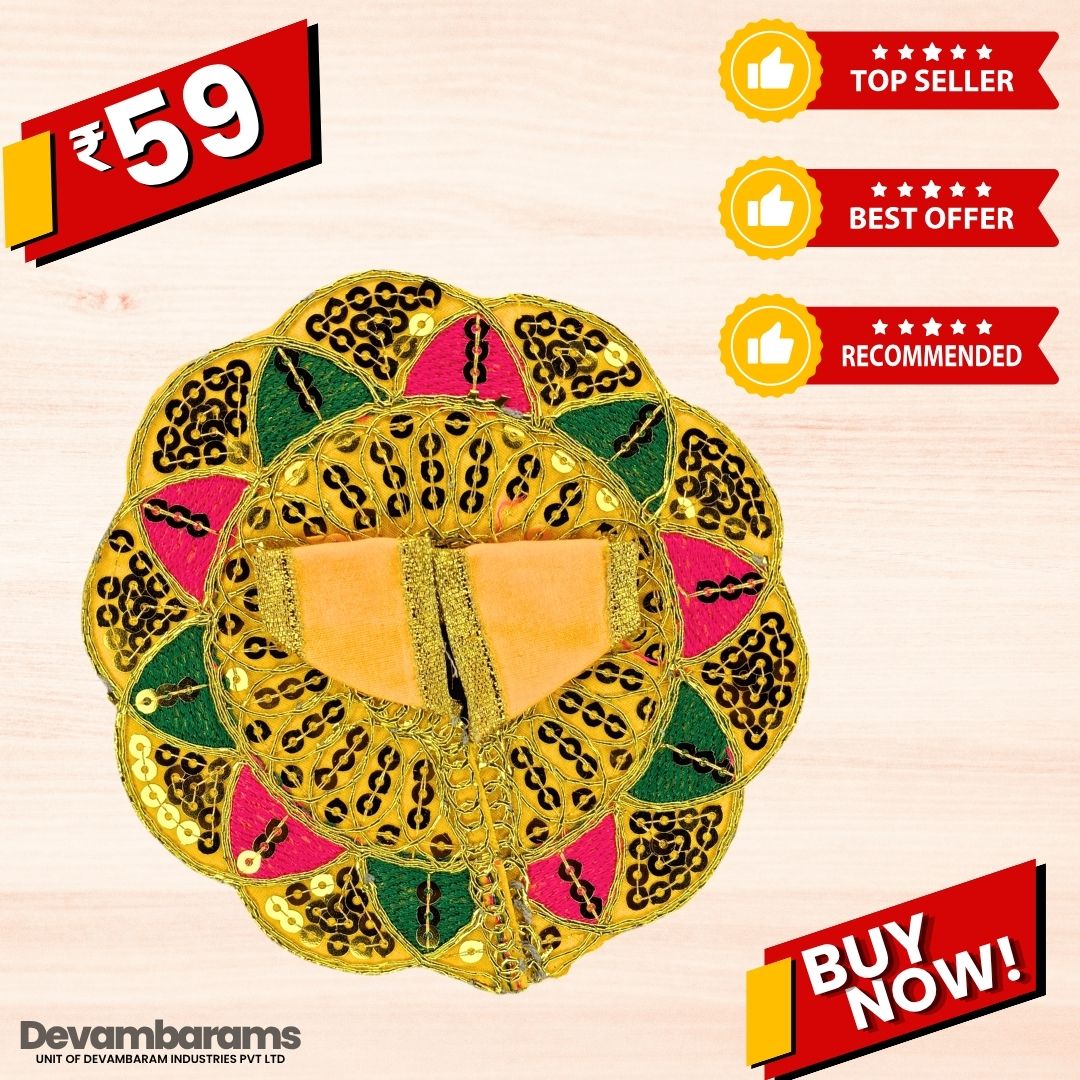 Devambarams Laddu Gopal Dress | Embroidery | Sequinn Style 1 Yellow