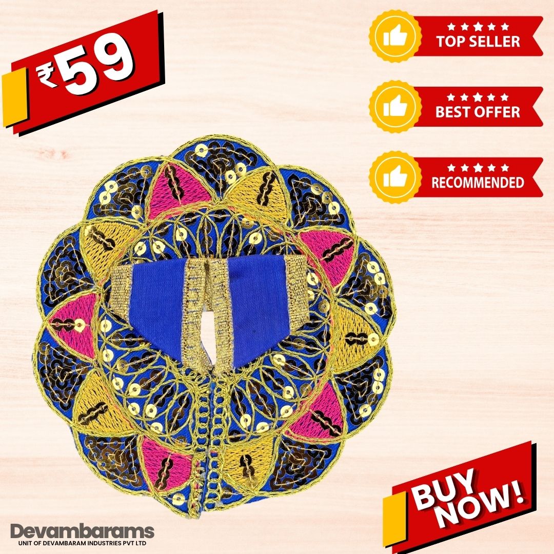 Devambarams Laddu Gopal Dress | Embroidery | Sequinn Style 1 Blue
